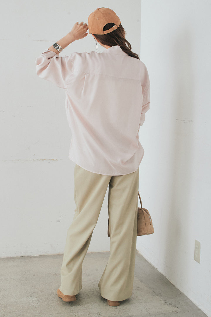 [SET]ニュアンスボータイブラウス+斜めボタンタック入りスラックス(2set)