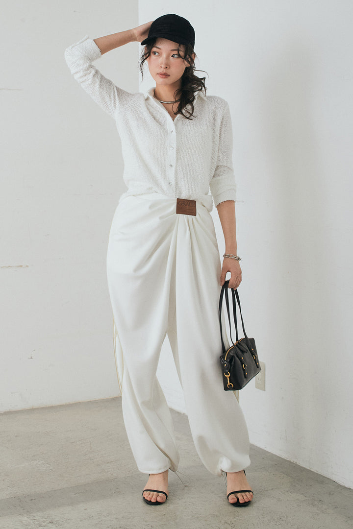 [SET]カールヤーンシャツ+ライトダンボールウェーブラインドレープパンツ(2set)