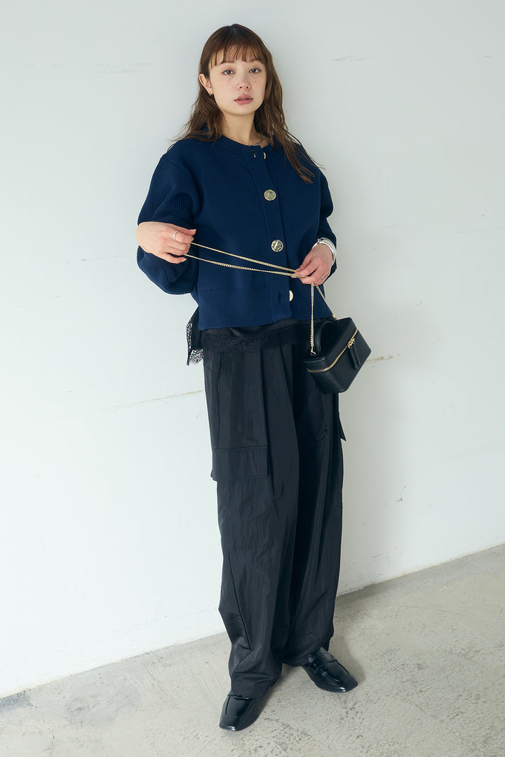 [SET]スポンディッシュBIGボタンクルーネックカーディガン+撥水ジョガーパンツ(2set)