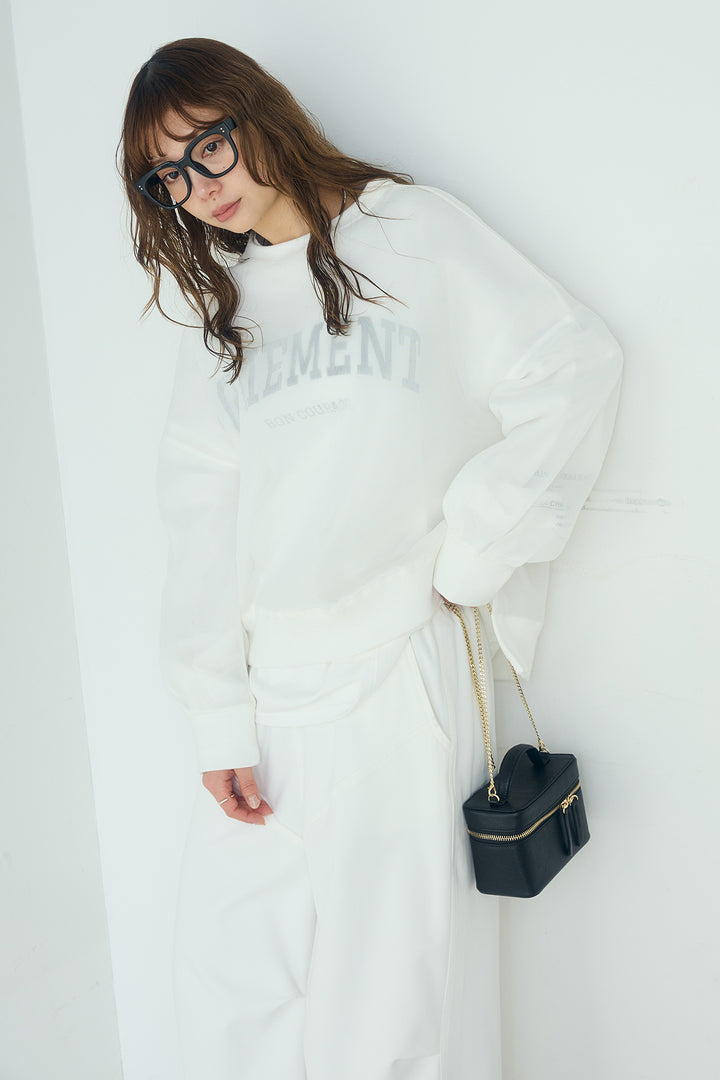 [SET]クリアダンボールプルオーバー+ランダムタックデザインワイドパンツ+フロントロゴビッグプルオーバー(3set)