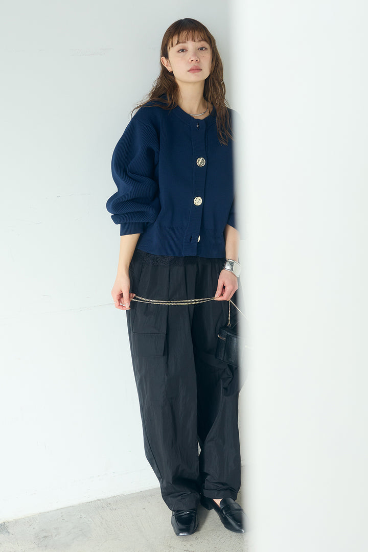 [SET]スポンディッシュBIGボタンクルーネックカーディガン+撥水ジョガーパンツ(2set)