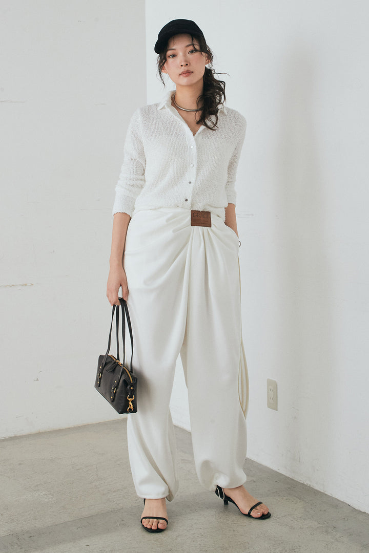 [SET]カールヤーンシャツ+ライトダンボールウェーブラインドレープパンツ(2set)