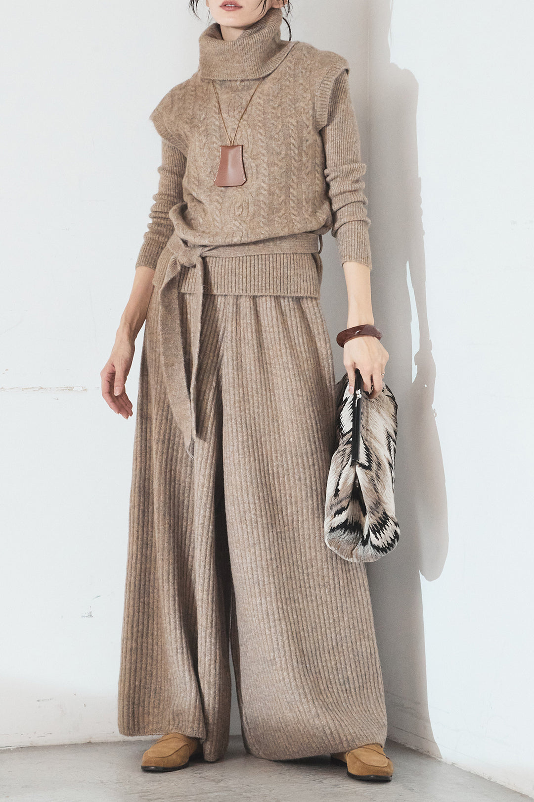 [SET]3ピースハイネックニットベストSETUP