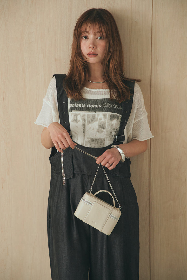 [SET]半袖モノトーングラフィックトップス+前後2WAYテンセルデニムサロペット(2set)