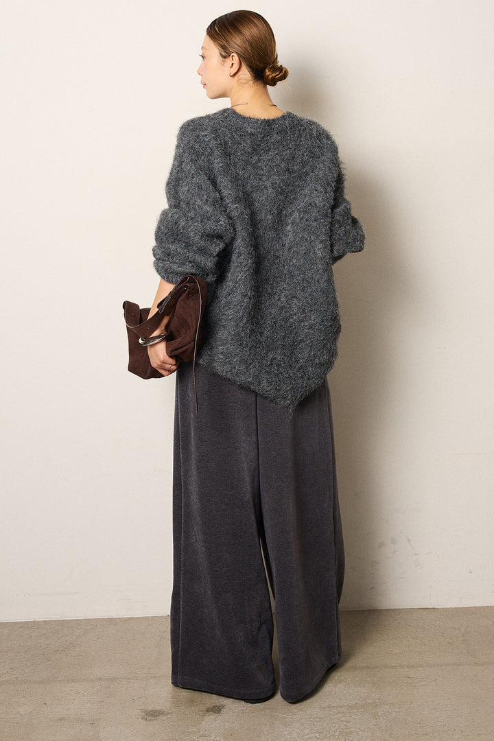 [SET]シャギーニュアンスアニマルニット+ベルトループコーデュロイワイドパンツ(2set)