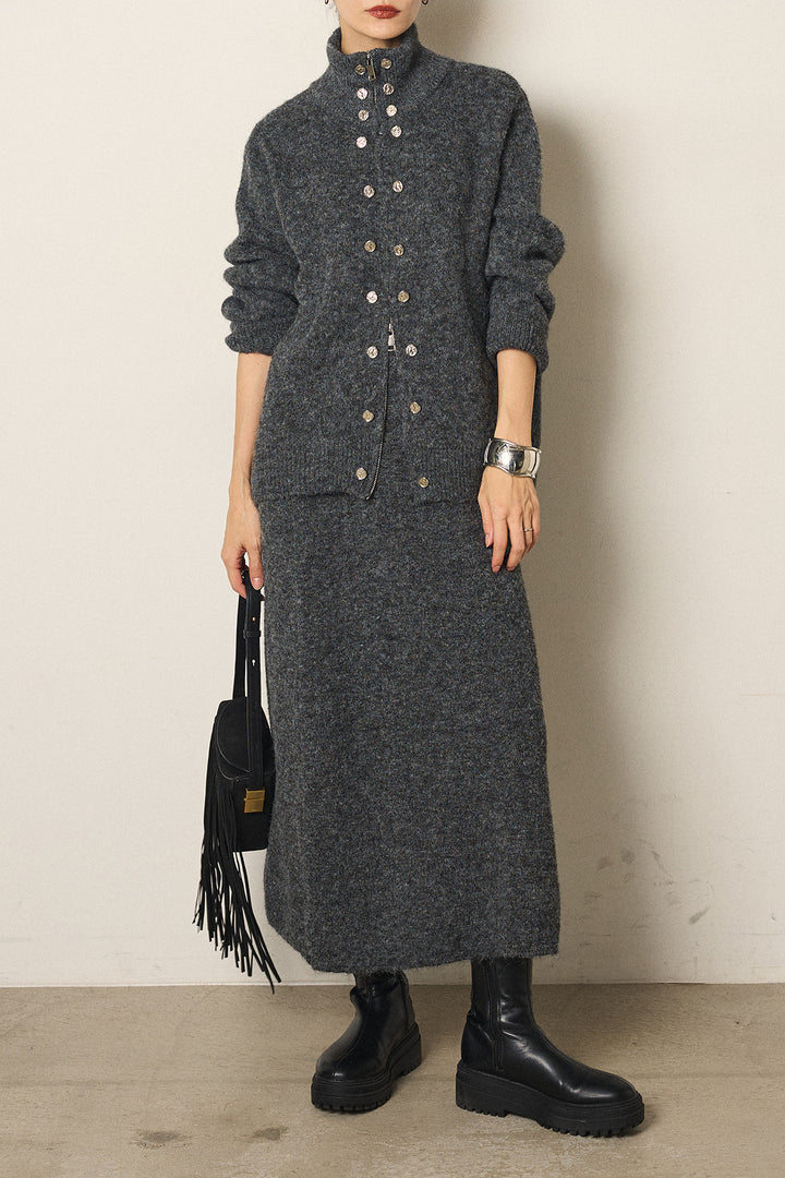 [SET]ハイネックメタルプレートニットスカートSETUP