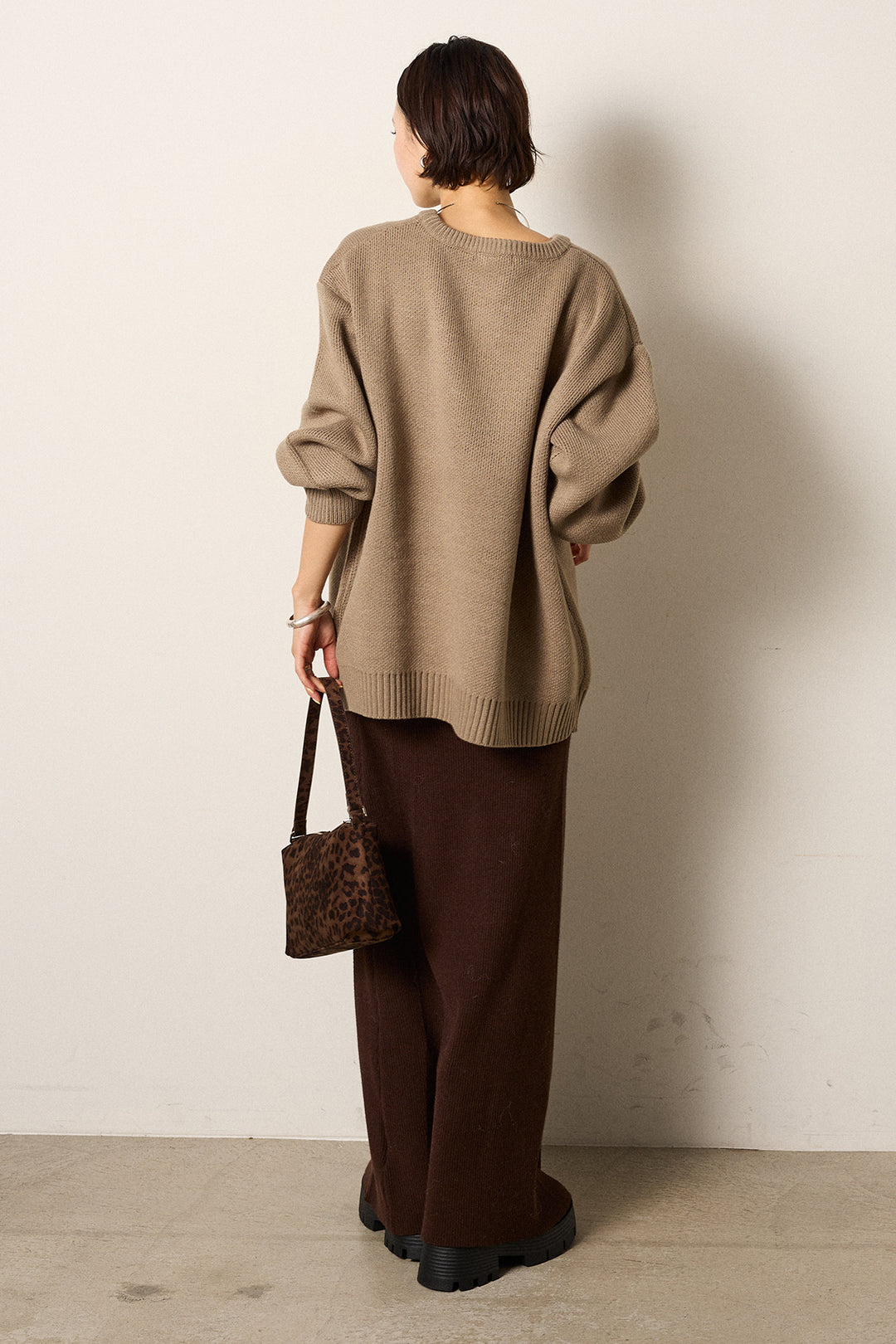 [SET]アニマルジャガード柄ニットトップス+リブナローニットスカート(2set)