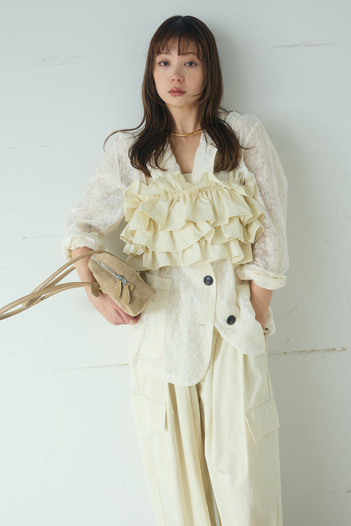 [SET]刺繍シアーテーラードジャケット+撥水フリルビスチェ(2set)