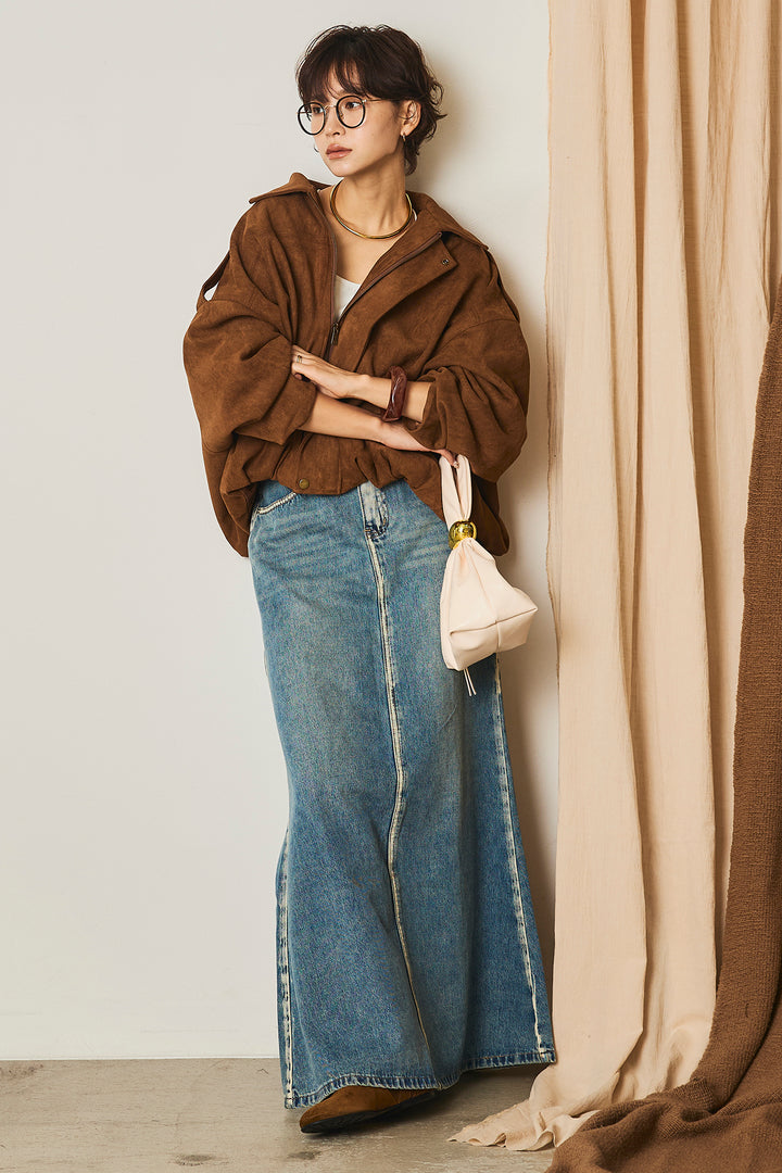 【即納】バルーンシルエットフェイクスエードブルゾン