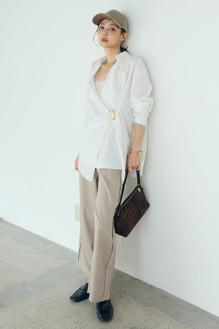 [SET]サイド留め具デザインシャツ+トラックイージーパンツ(2set)