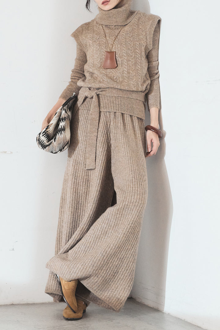 [SET]3ピースハイネックニットベストSETUP