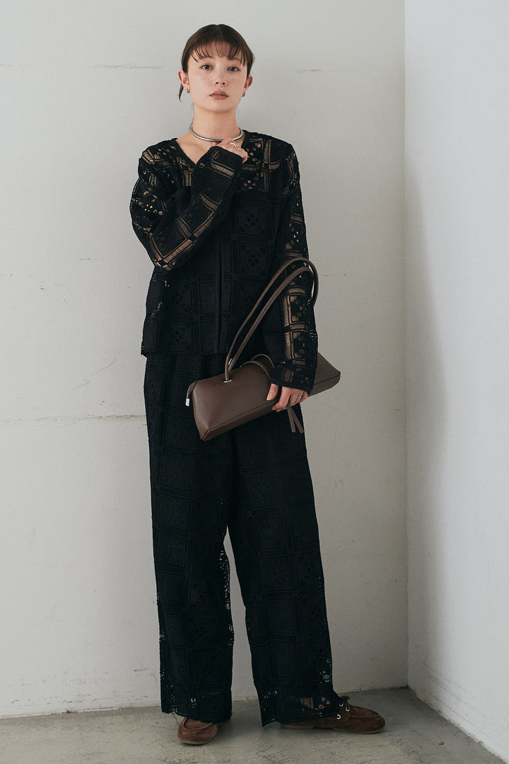 [SET]クロシェレースカーディガン+クロシェレースイージーパンツ(2set)