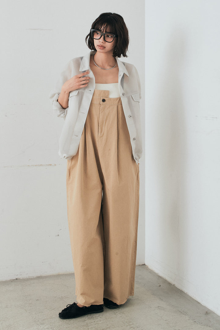 [SET]シアーダンボールサイドドロストジャケット+綿ツイルアシメサロペット(2set)