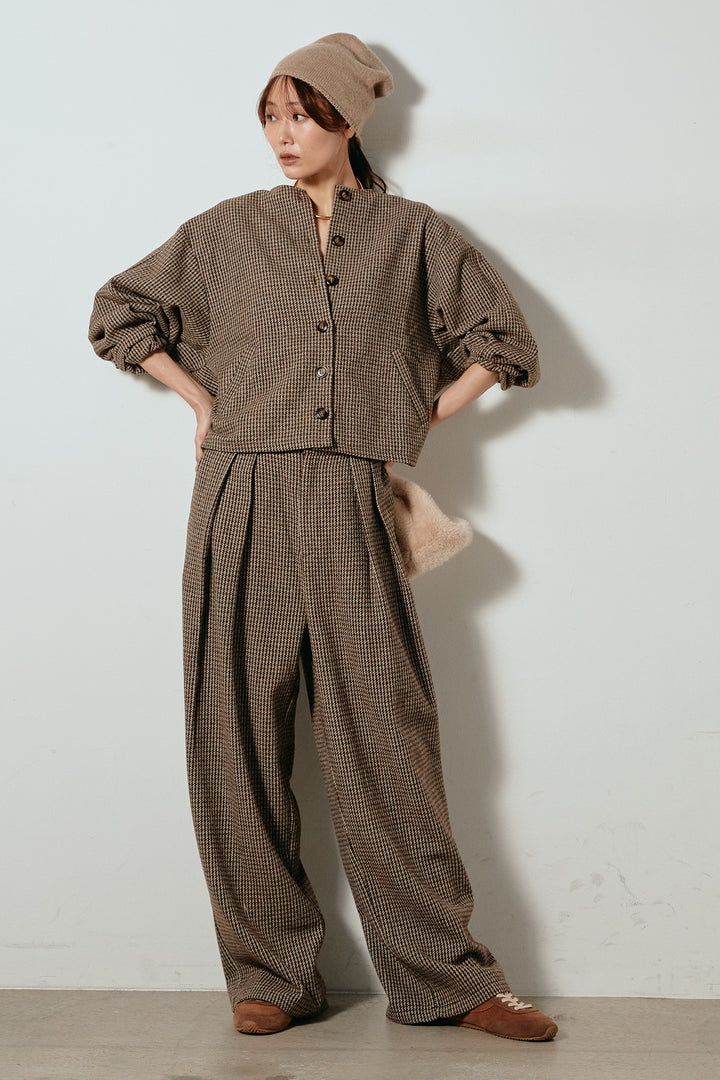 [SET]ノーカラーガンクラブチェックジャケット+ガンクラブチェックタックパンツ(2set)