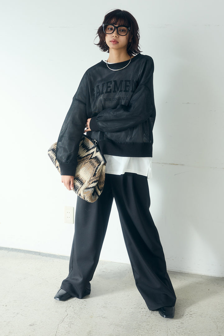 [SET]クリアダンボールプルオーバー+斜めボタンタック入りスラックス(2set)