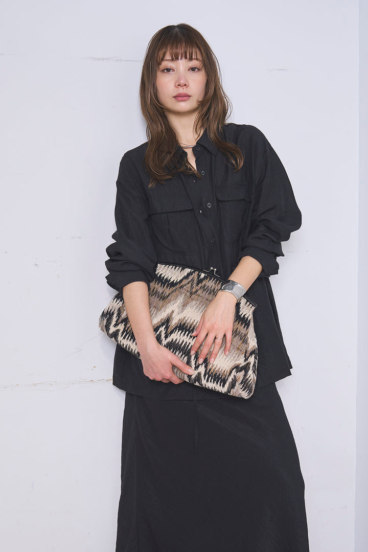 [SET]リネンブレンドシアーサファリシャツ+リネンブレンドロングナロースカート(2set)