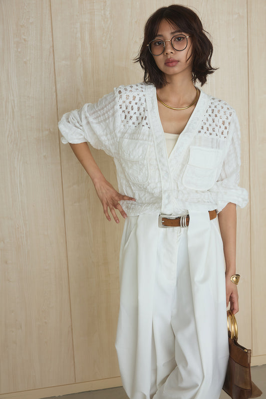 【着回しセット】[SET]異素材切替シアーメッシュカーディガン+異素材切替シアーメッシュカーディガン(2set)