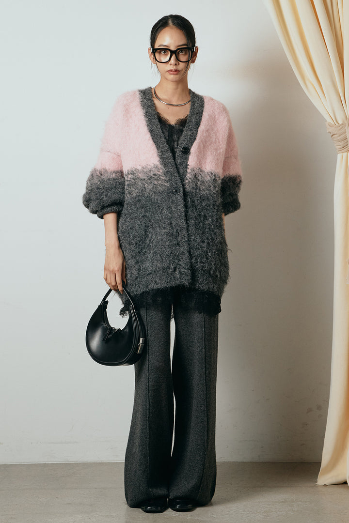 [SET]起毛グラデーションニットカーディガン+センターラインニットパンツ(2set)