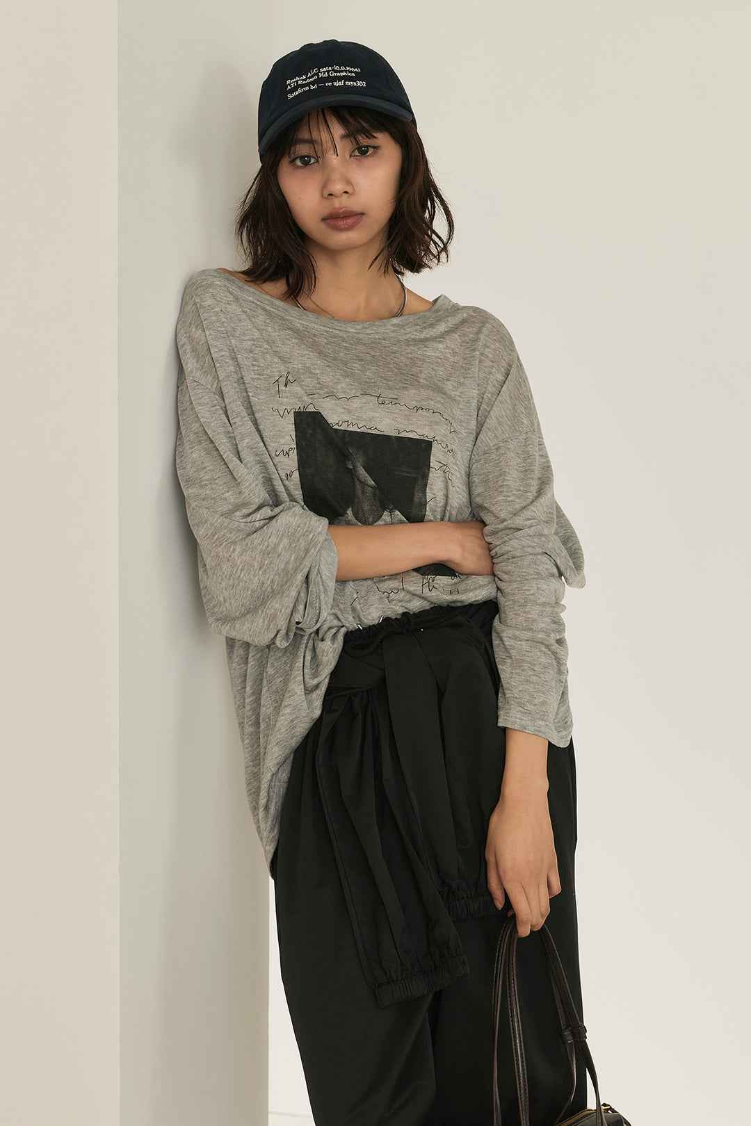 [SET]ヴィンテージグラフィックロンT+合繊ツイルスタンドウエスト巻きジョガーパンツ(2set)