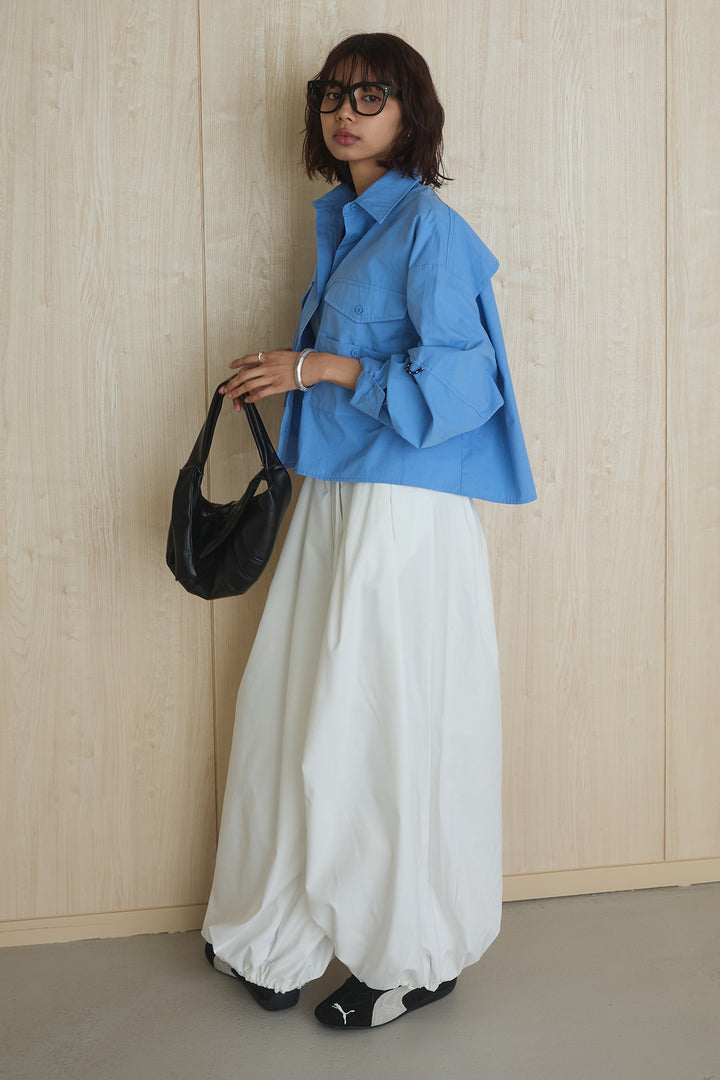 [SET]ビッグポケットシャツ+裾絞りワイドパンツ(2set)