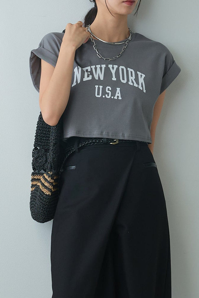 [着回しセット]ショート丈NEWYORKロゴTシャツ+ショート丈NEWYORKロゴTシャツ(2set)