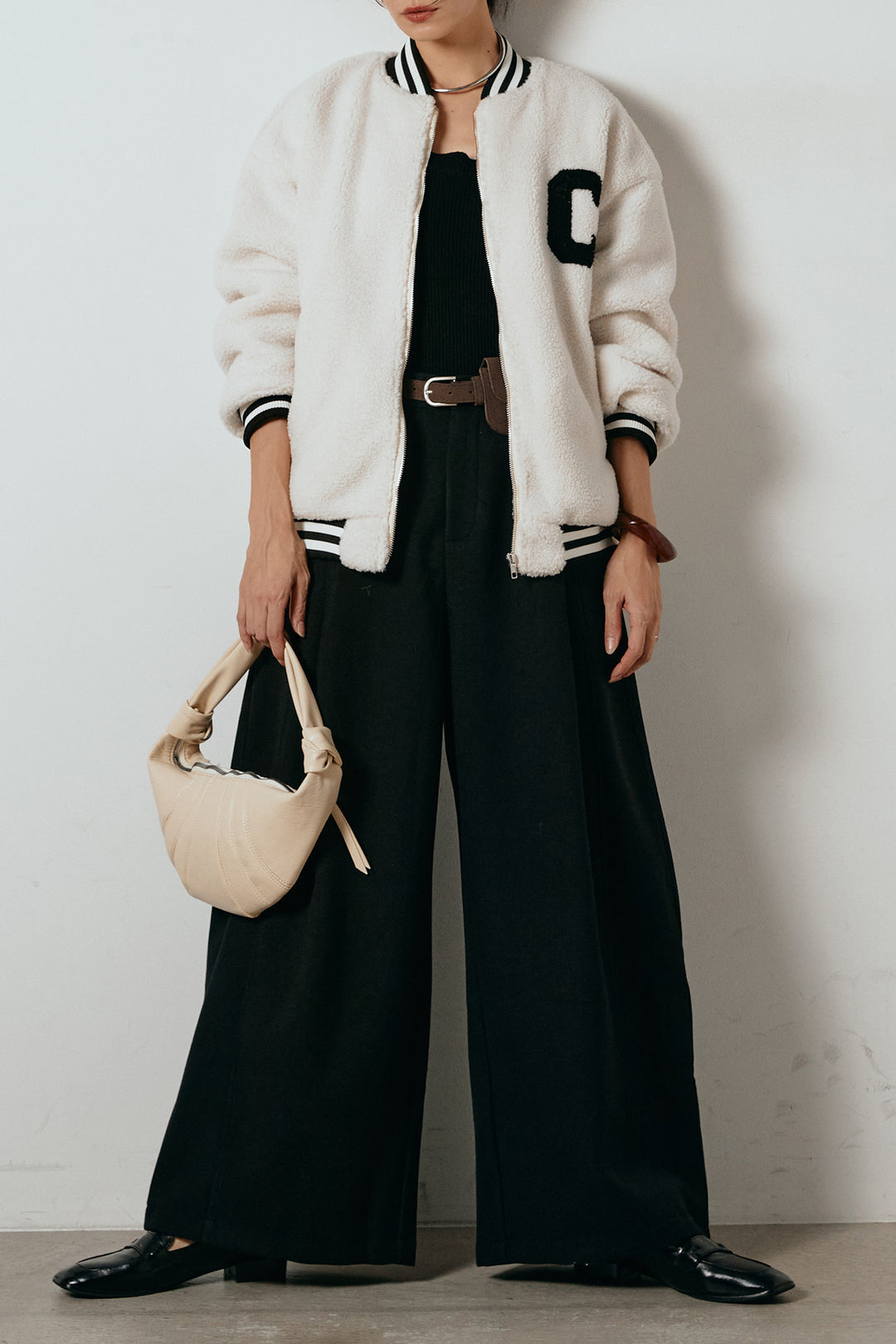 [SET]ロゴスタジャンボアブルゾン+ポーチベルト付きカーブパンツ(2set)