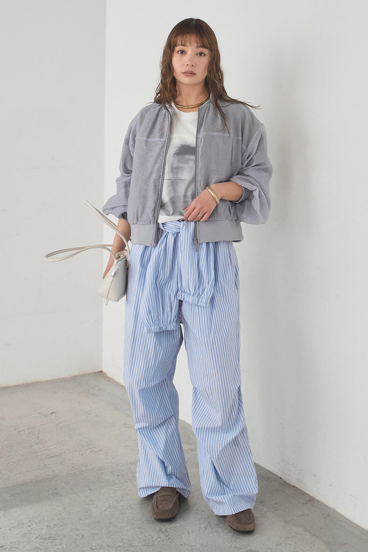 [SET]長袖アソートフォトTシャツ+ストライプウエスト巻きジョガーパンツ(2set)