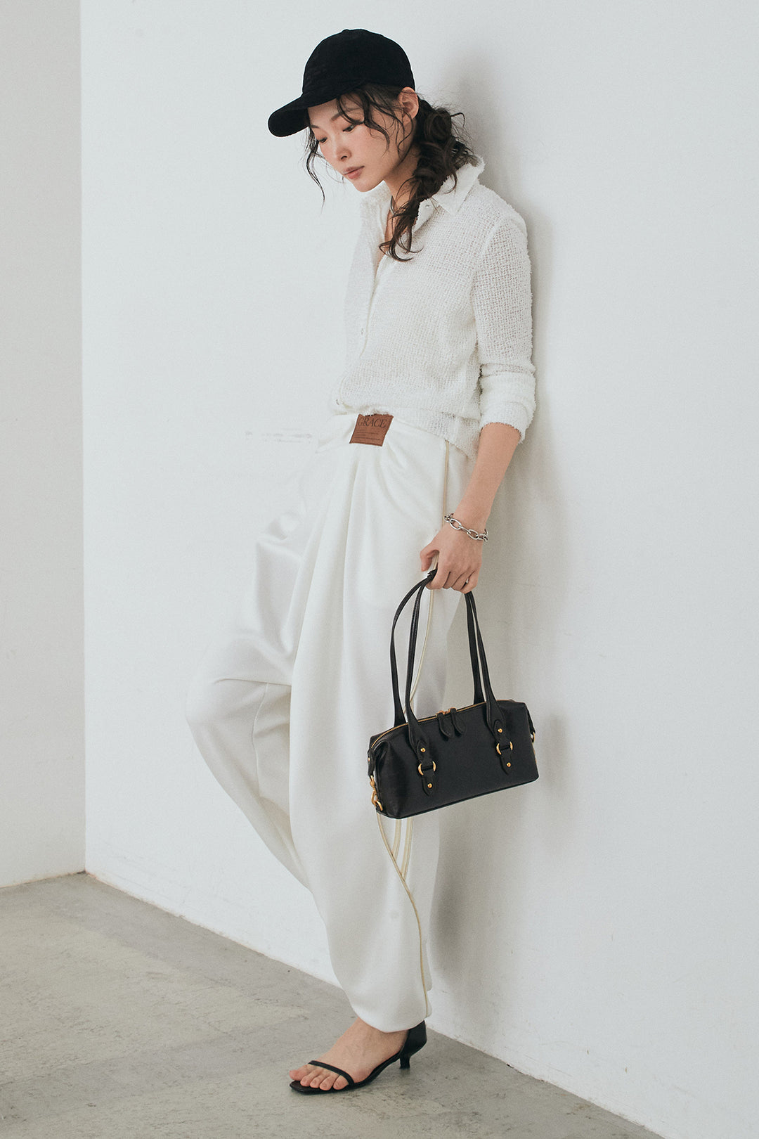 [SET]カールヤーンシャツ+ライトダンボールウェーブラインドレープパンツ(2set)