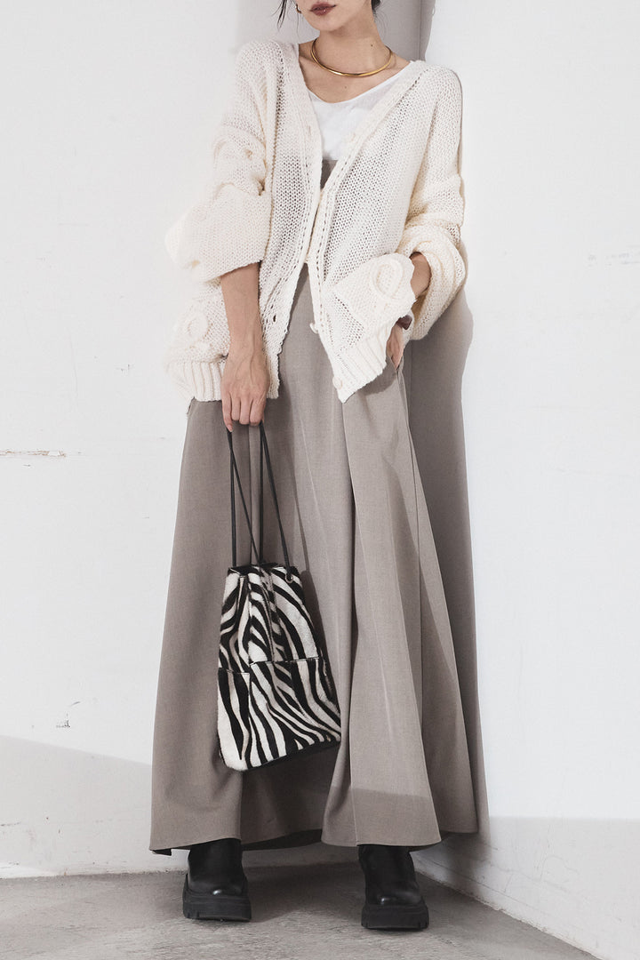 [SET]コード刺繍リラックスニットカーディガン+フレアリラックスキャミワンピース(2set)