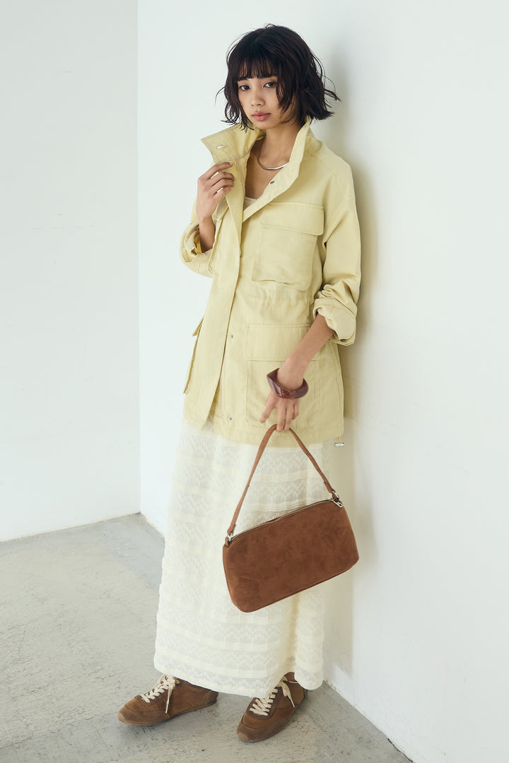 [SET]ナイロンツイルフィールドジャケット+ジャガードカットソータイトスカート(2set)