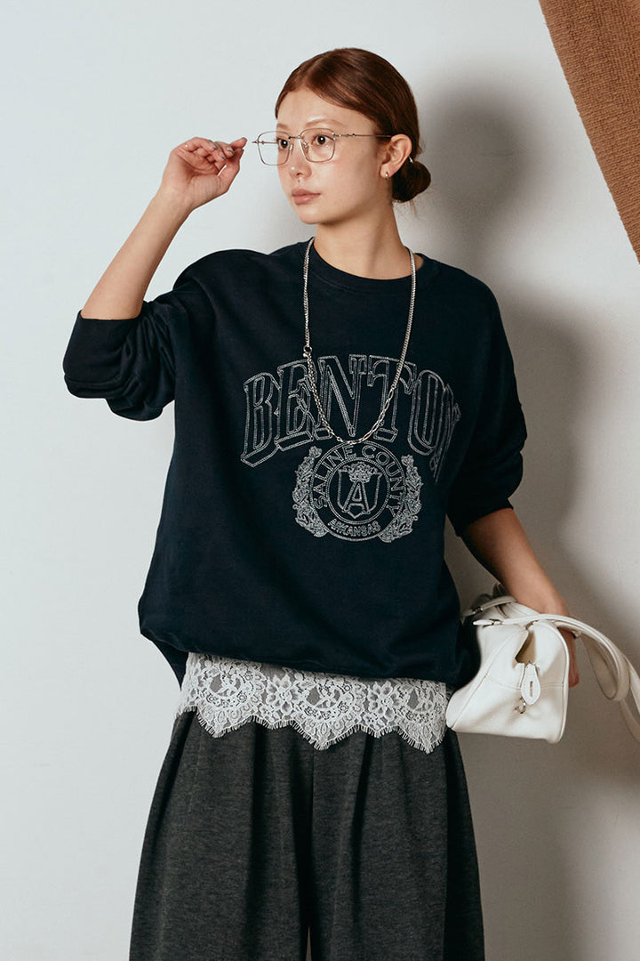 [SET]フロントロゴスウェットプルオーバー+カップ付きレースドッキングキャミソール(2set)