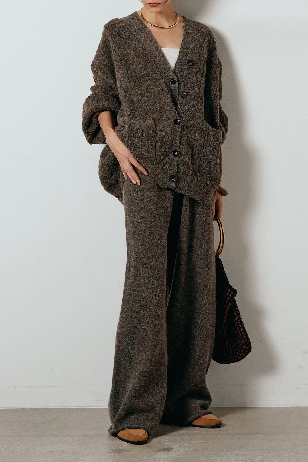 [SET]3ピースフロントボタンニットSETUP