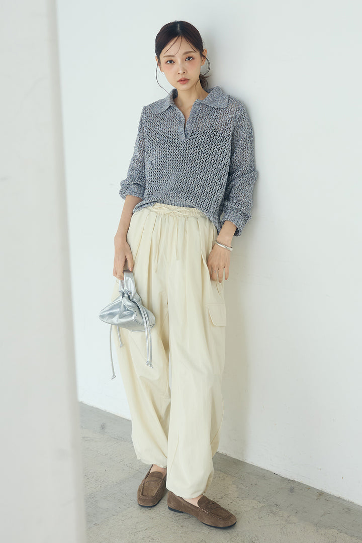 [SET]ミックスメッシュポロニット+撥水ジョガーパンツ(2set)