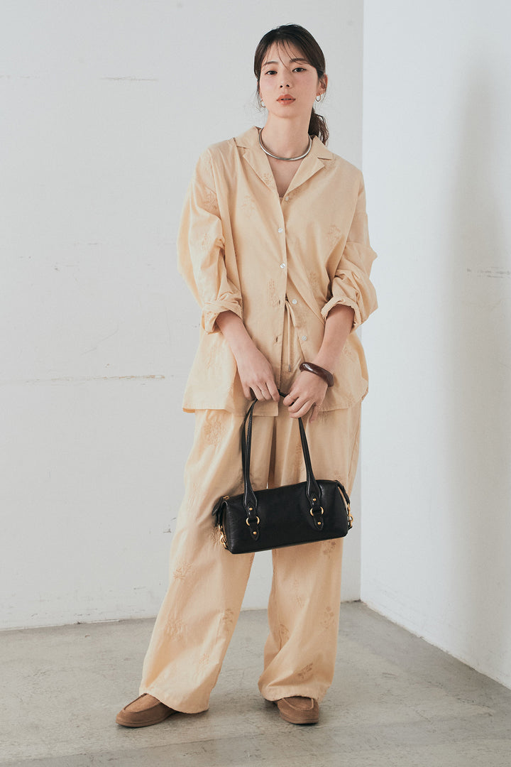 [SET]刺繍ローンオープンカラーシャツ+刺繍ローンタックイージーパンツ(2set)