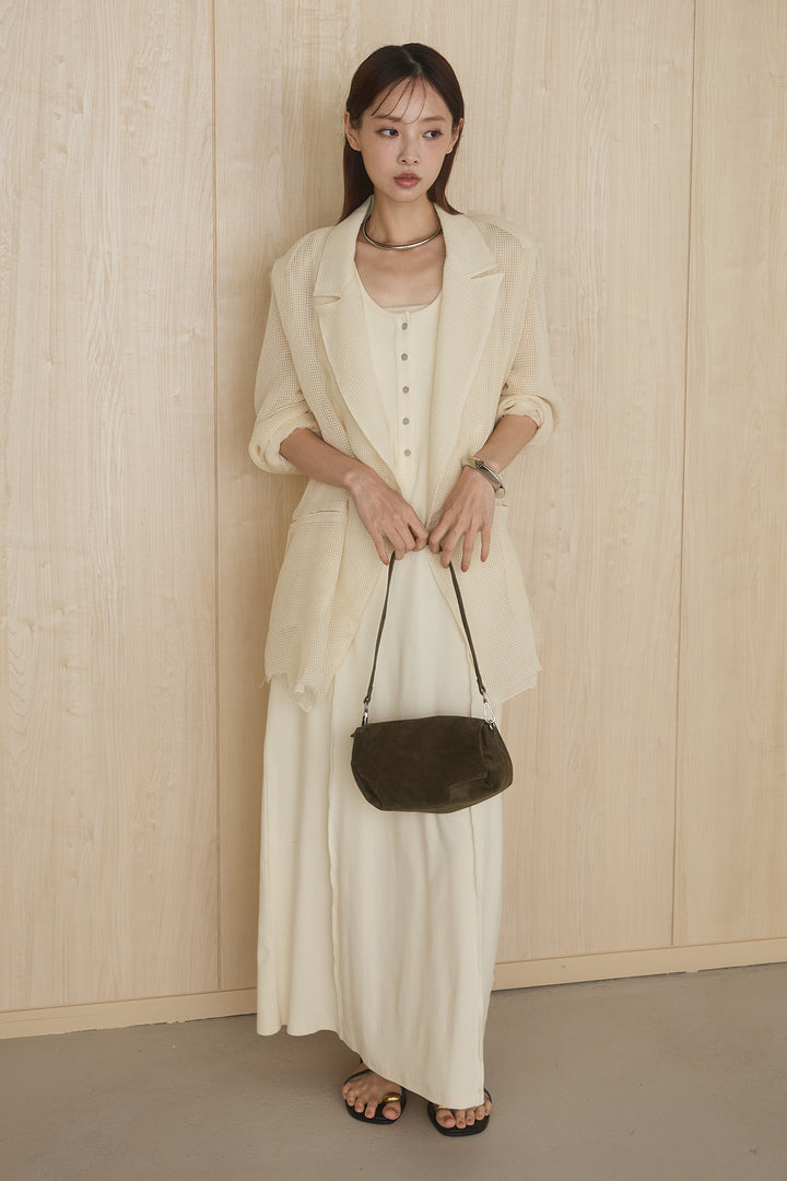 [SET]メッシュテーラードワイドジャケット+ノースリロングワンピース(2set)