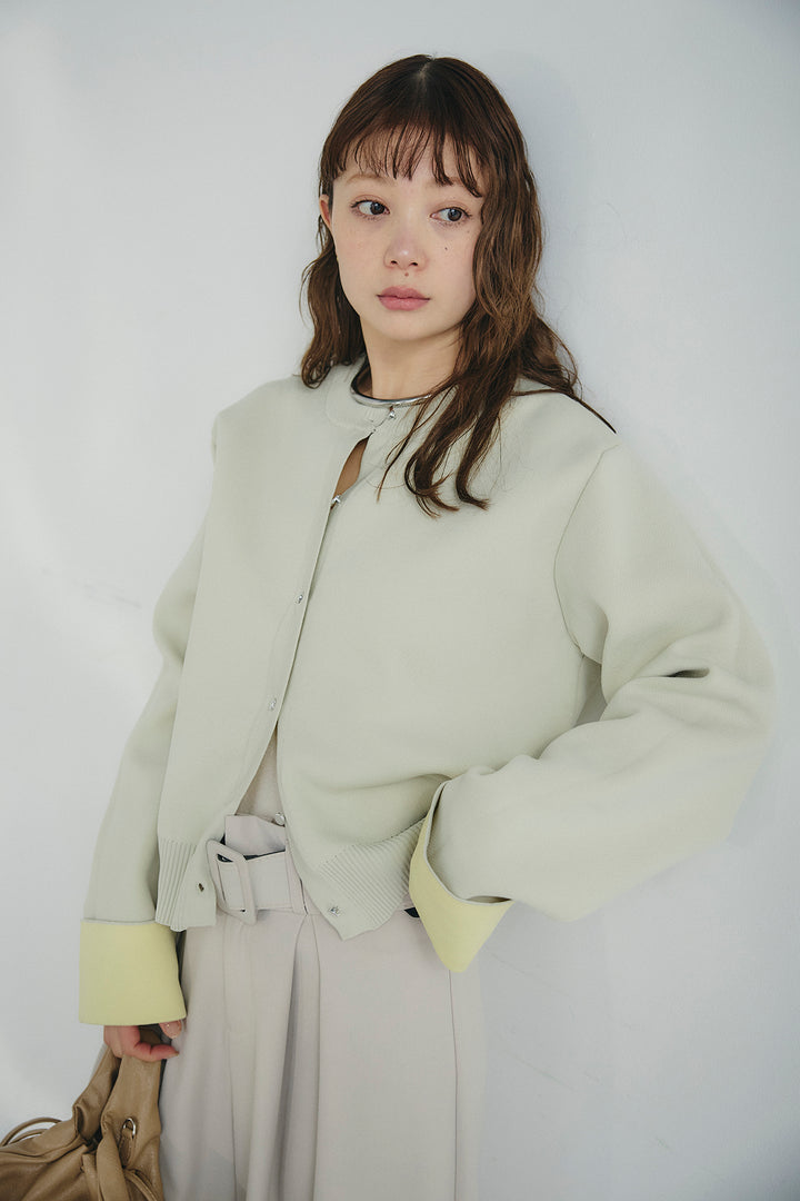 [SET]リバーシブル配色ニットカーディガン+ベルト付きツータックワイドパンツ(2set)