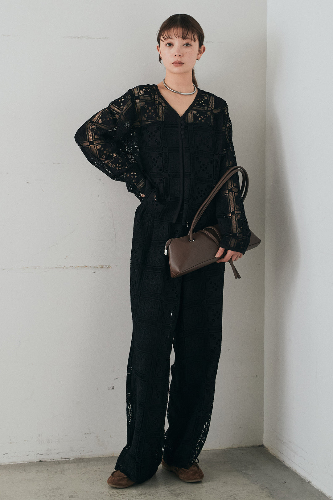 [SET]クロシェレースカーディガン+クロシェレースイージーパンツ(2set)