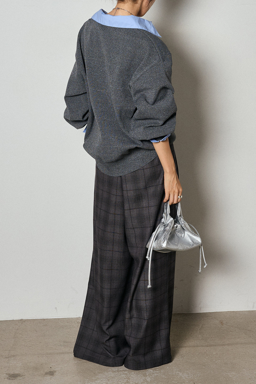 【即納】タック入りタータンチェックワイドパンツ