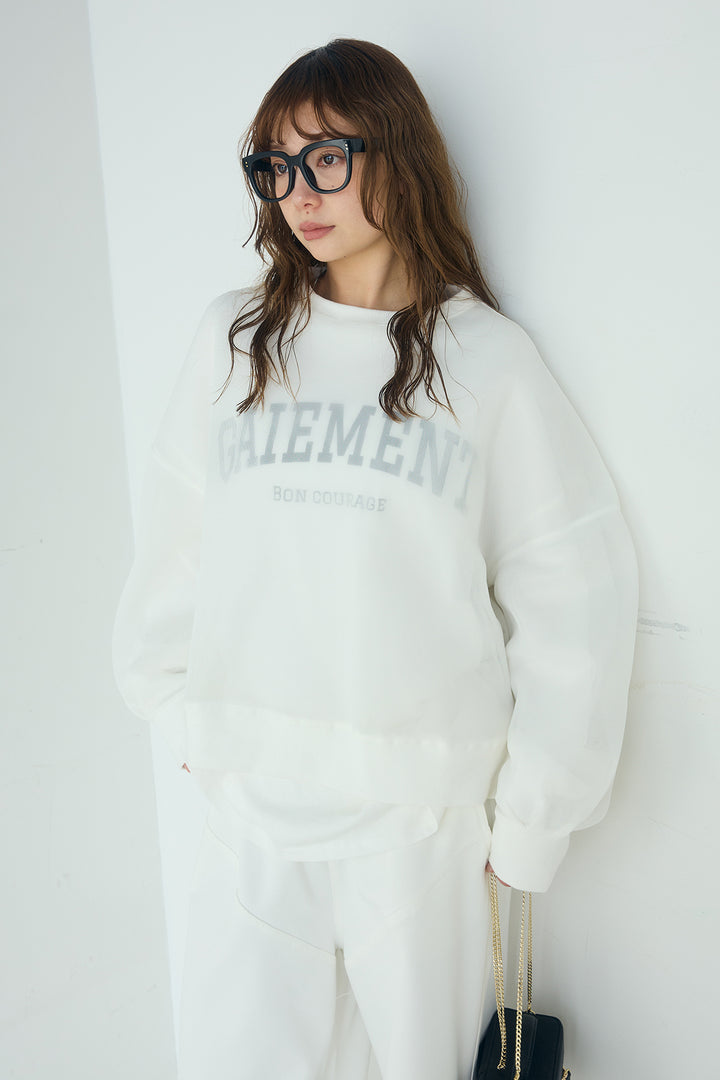 [SET]クリアダンボールプルオーバー+ランダムタックデザインワイドパンツ+フロントロゴビッグプルオーバー(3set)