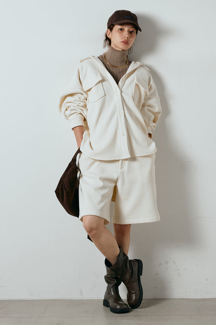 [SET]襟付きコーデュロイポケットシャツ+リラックスコーデュロイハーフパンツ(2set)