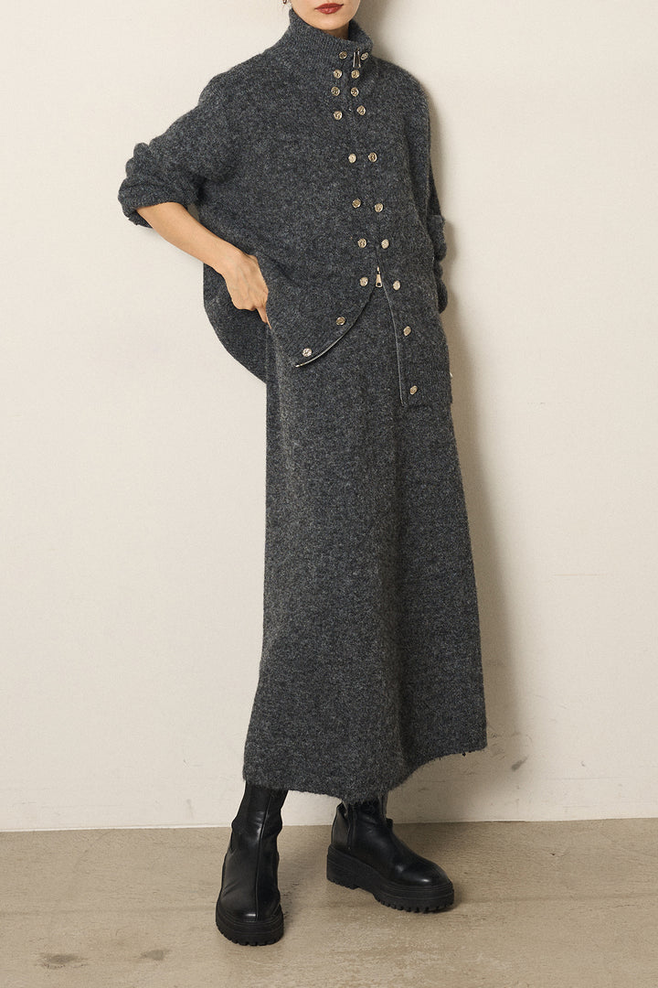 [SET]ハイネックメタルプレートニットスカートSETUP