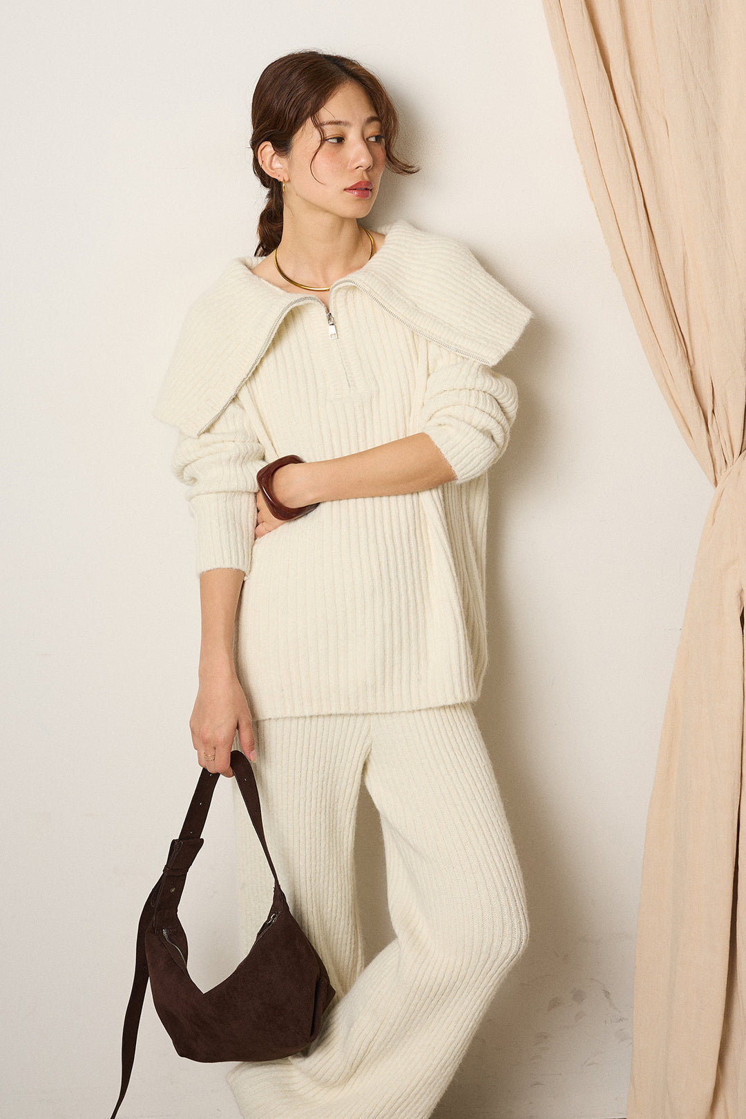 [SET]ハーフジップビックカラーニットSETUP