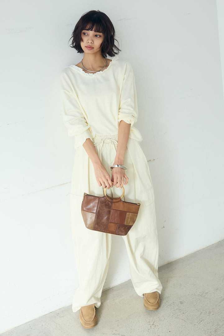 [SET]クールクール異素材コンビオフショルプルオーバー+撥水ジョガーパンツ(2set)