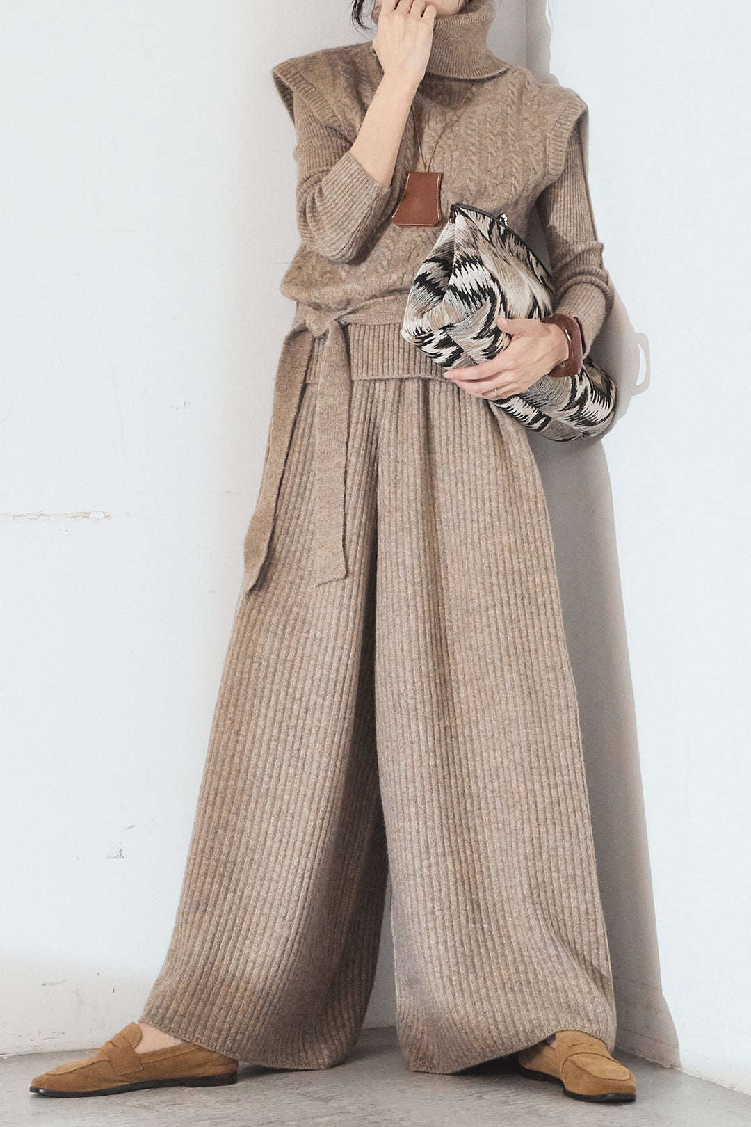 [SET]3ピースハイネックニットベストSETUP