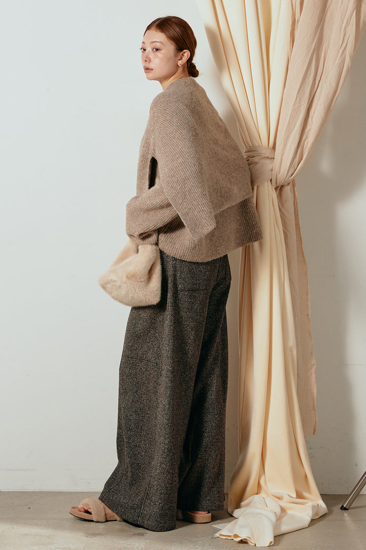 【着回しセット】[SET]ケープデザインリブニットトップス+ケープデザインリブニットトップス(2set)