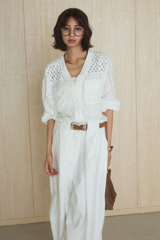 【着回しセット】[SET]異素材切替シアーメッシュカーディガン+異素材切替シアーメッシュカーディガン(2set)