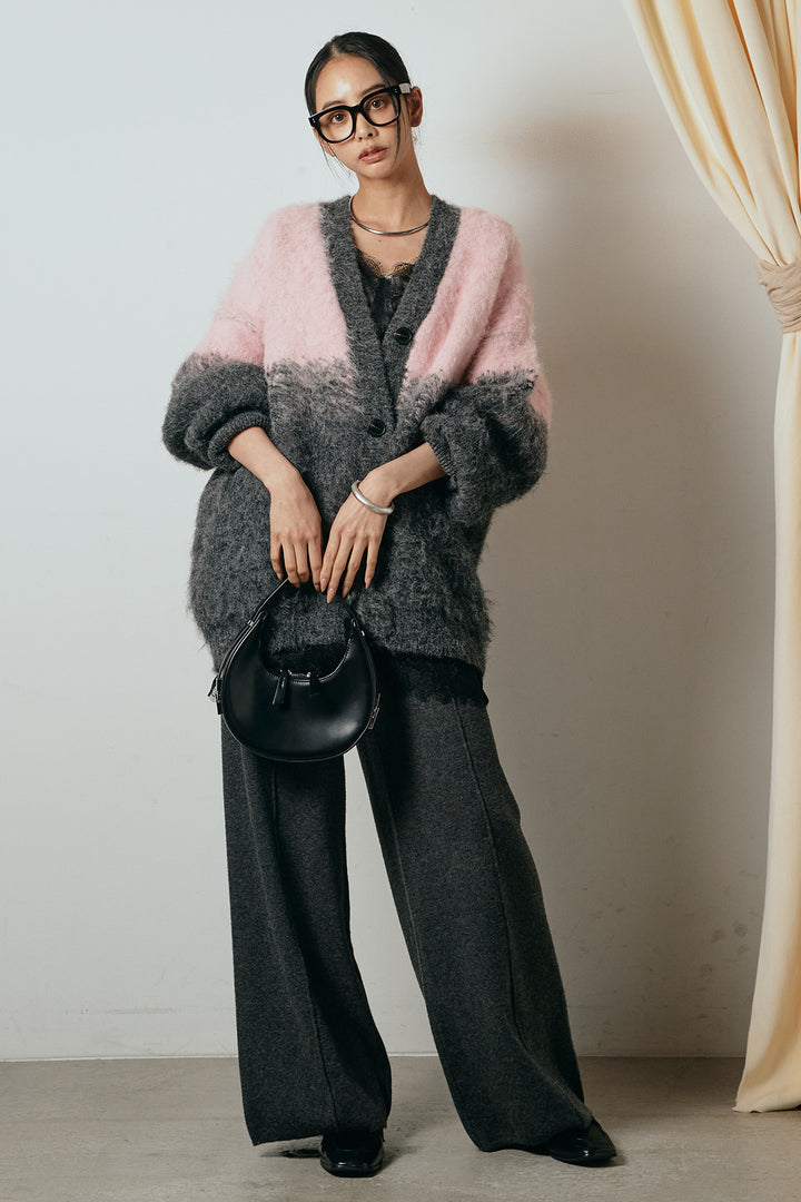 [SET]起毛グラデーションニットカーディガン+レース切り替えキャミソール(2set)