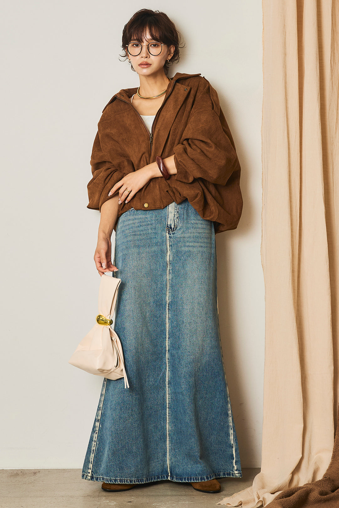 【即納】バルーンシルエットフェイクスエードブルゾン