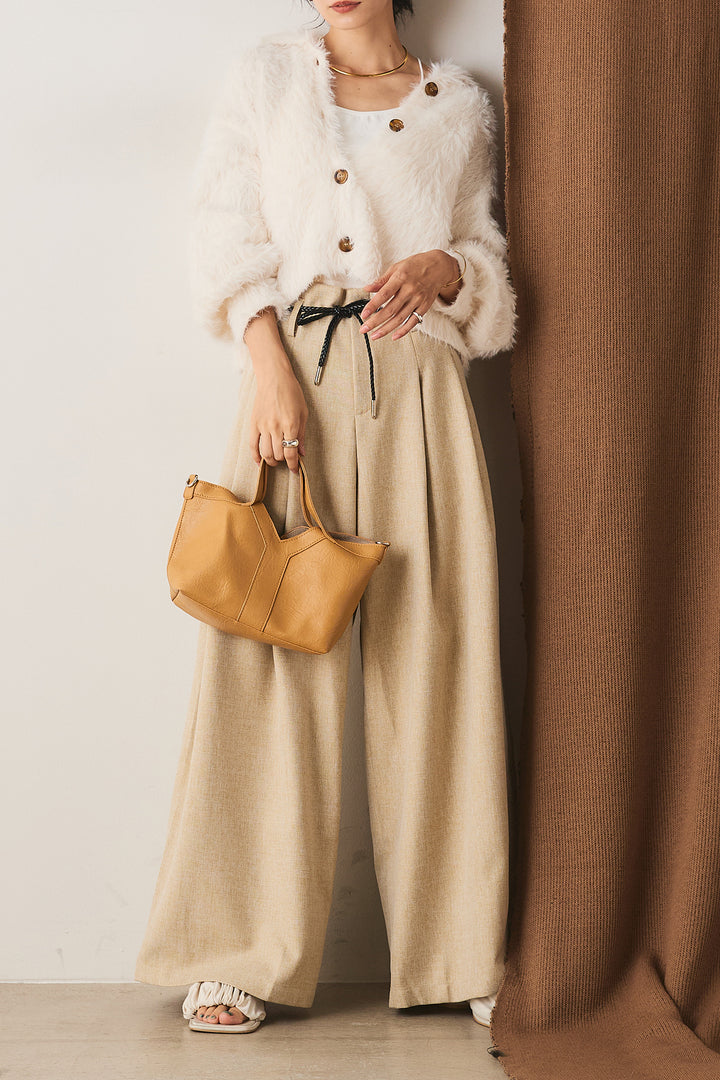 フェザーヤーン衿付きカーディガン