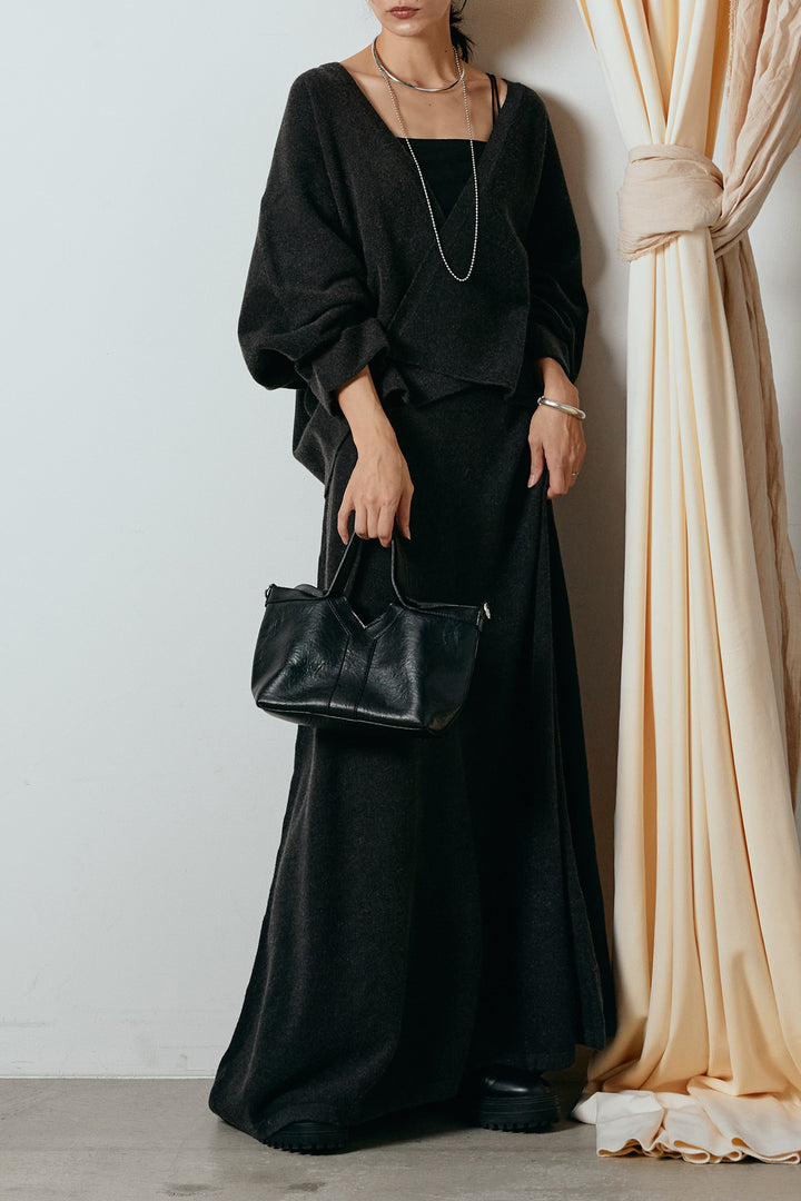 [SET]カシュクールニットカーディガン+ニットロングスカート(2set)